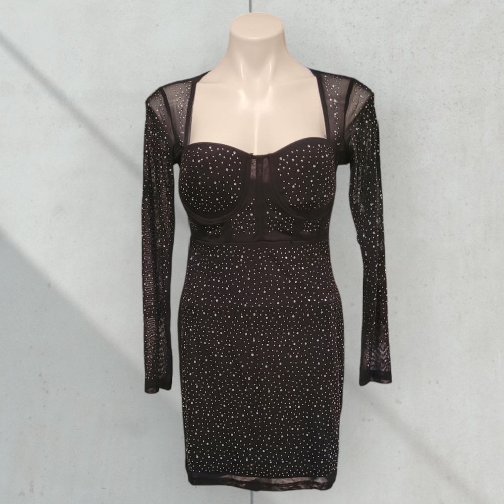 NWT Iris Size Small Black Rhinestone Bodycon Cocktail Dress